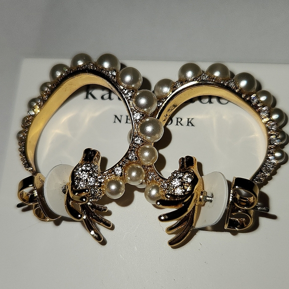 Kate Spade dragon gold-tone hoop earrings with pearls - Picture 3 of 3